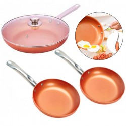 SET DE 3 POÊLES CUIVRE COPPER PAN ANTI- ADHÉSIVES